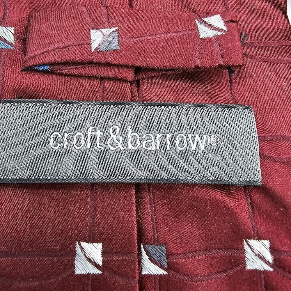 Necktie Mens Vintage Croft & Barrow silk Maroon Burgundy Size 59 By 4 Inches - Picture 5 of 6